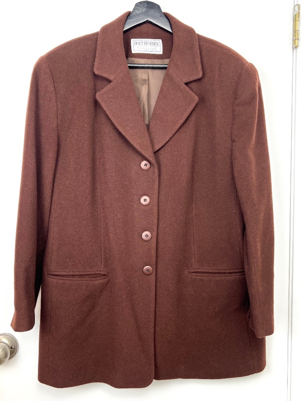 Vintage Holt Renfrew Wool Cashmere Women's Blazer Jacket V14 US 12 Brown Autumn